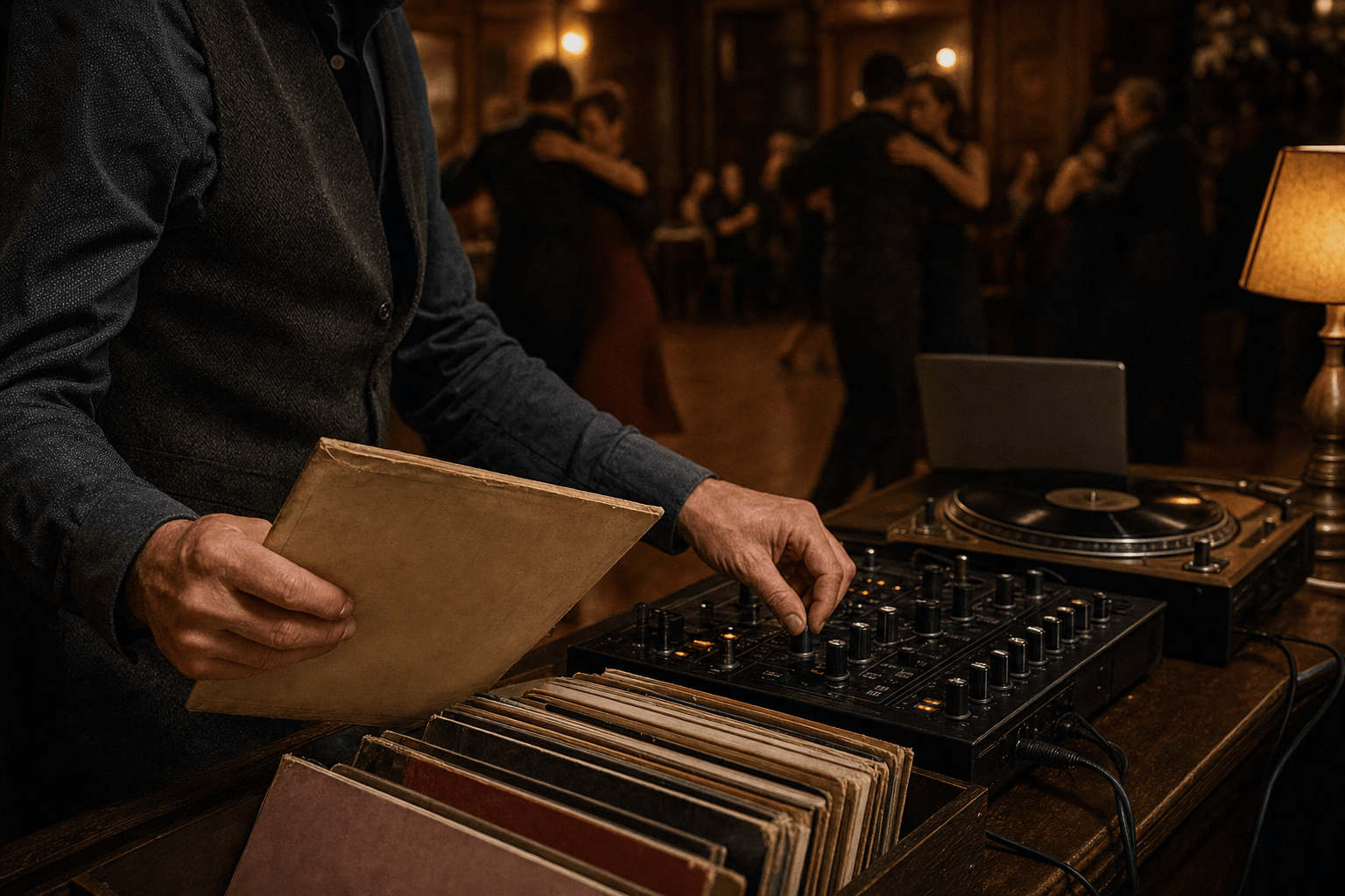 Tango-DJ bei der Musikauswahl